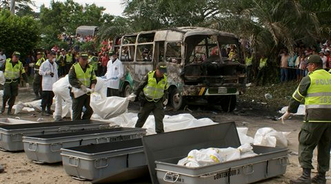Colombia Bus Catches On Fire 