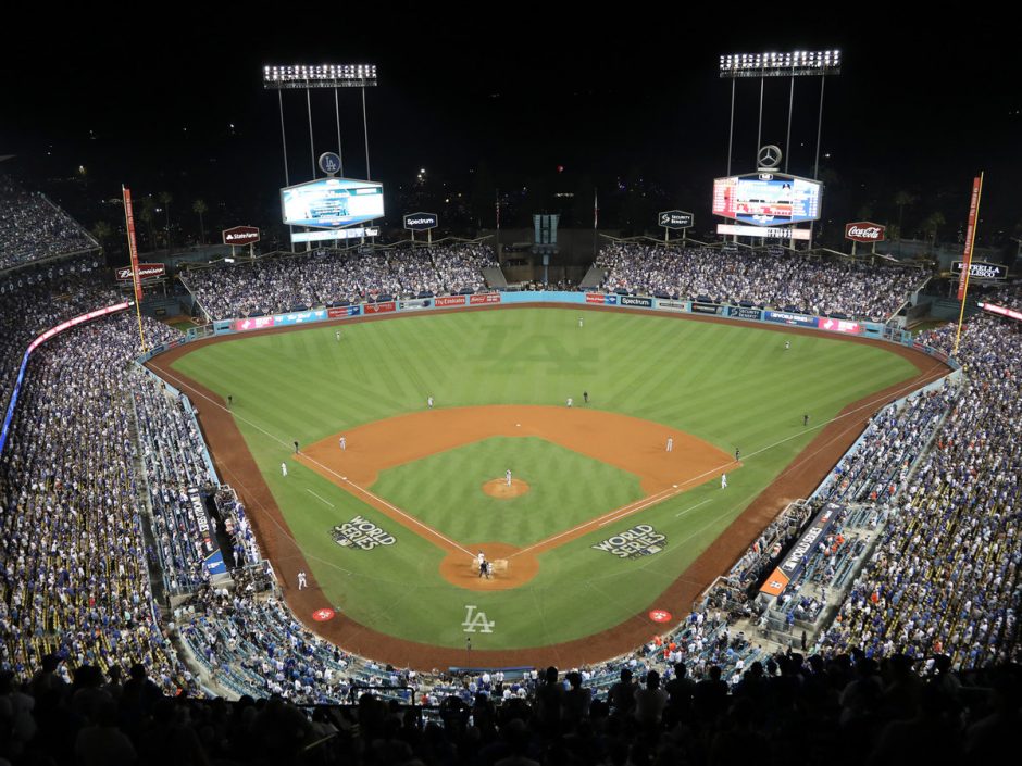 LOS ANGELES, CA - OCTOBER 25:  Crowd view of The 2017 World Series - Game 2 at Dodger Stadium on October 25, 2017 in Los Angeles, California.  (Photo by Jerritt Clark/Getty Images)