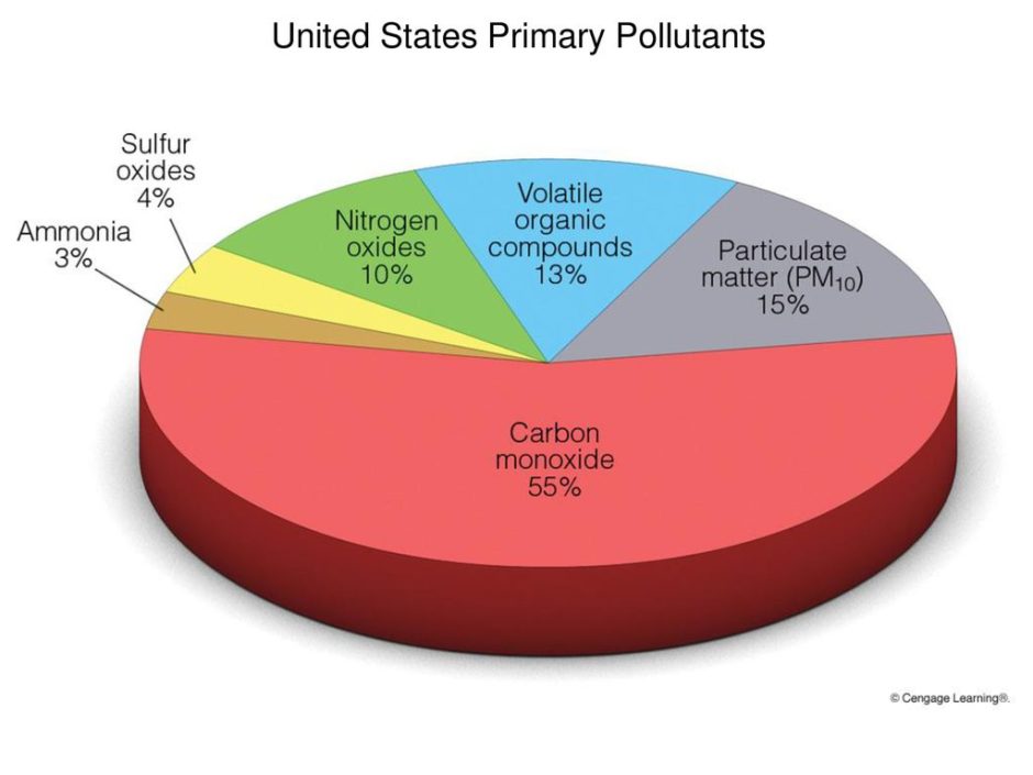 Shows what chemical compounds create the most pollution in the United States
