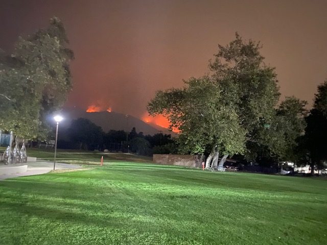 APB Teacher Gillian Gamboa captures a frighting scene of fire in the distance from her backyard.