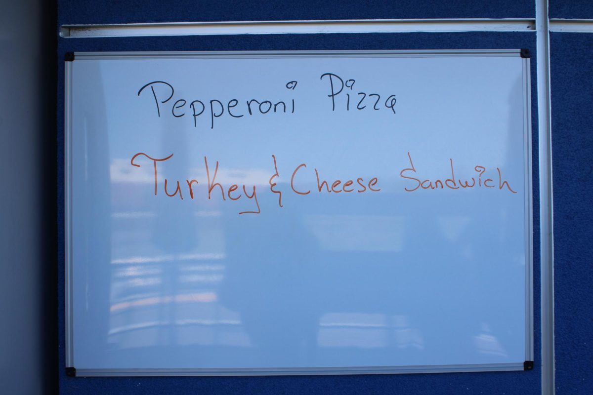 The new placement of the lunch white-board 
